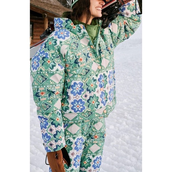 New Free People Bunny Slopes Puffer Size Large Geometric Womens Coat Jacket